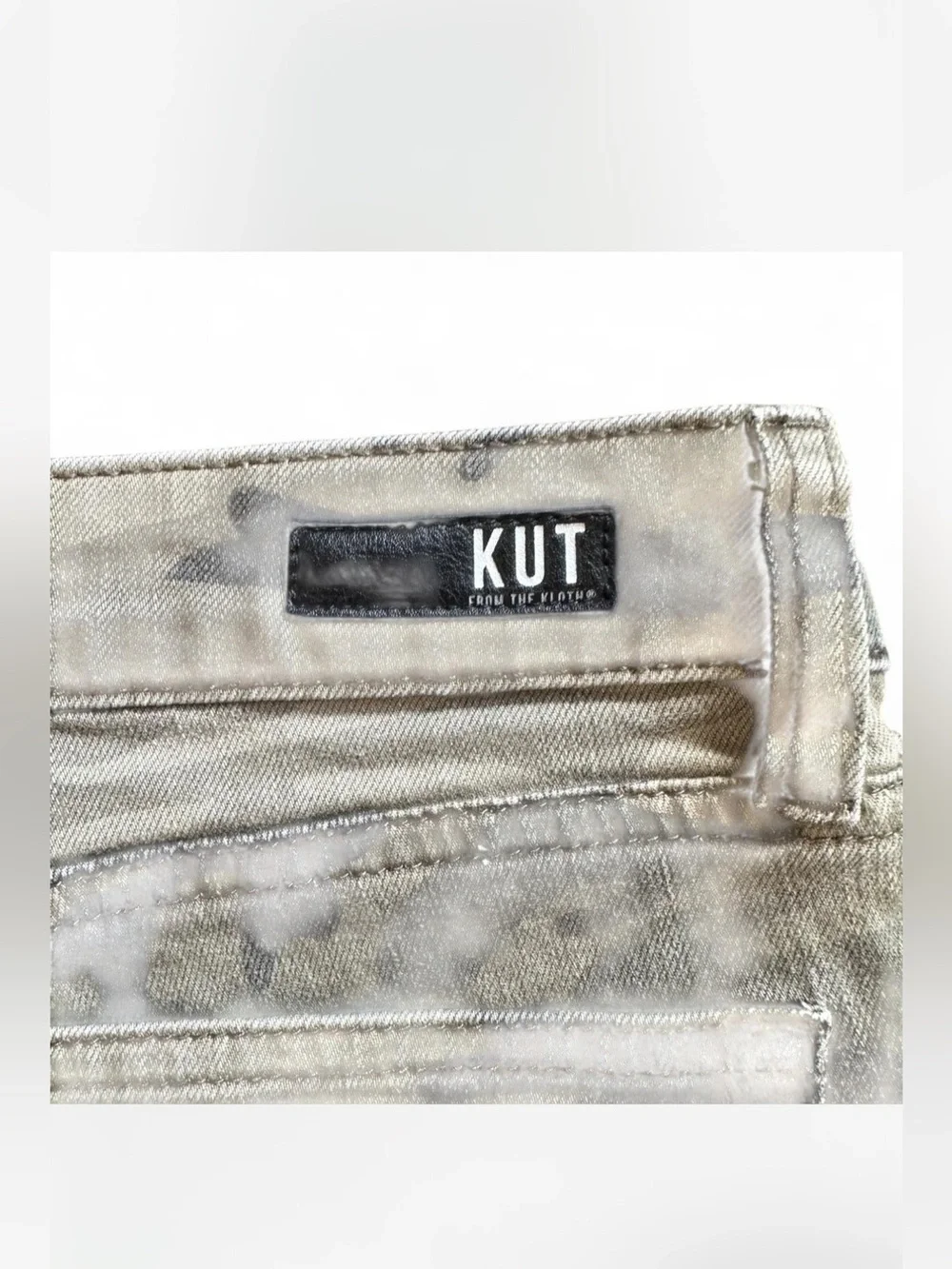 KUT Charlotte Crop Culotte in Camo Green Low-Rise Wide Leg Raw Hem — 8 - Picture 6 of 6